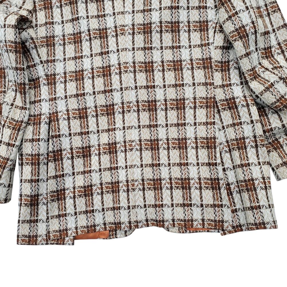 Vintage Tartan Plaid Blazer Retro Mod 70s Sport Coat Jacket Orange Check 46x31 - Picture 11 of 15